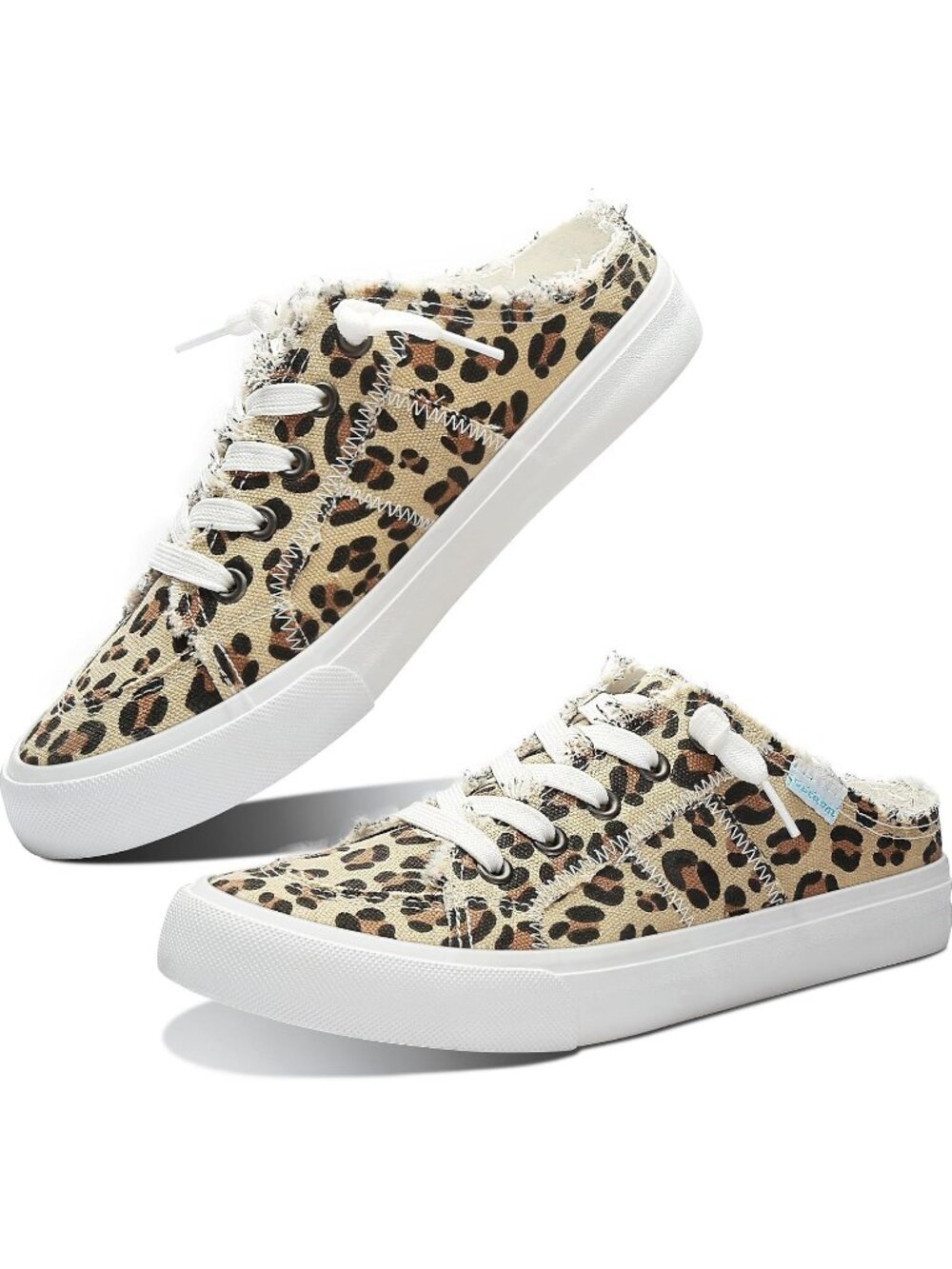 🆕Women's Leopard Canvas Mules Memory Foam Clipper Sneakers Casual Comfortable